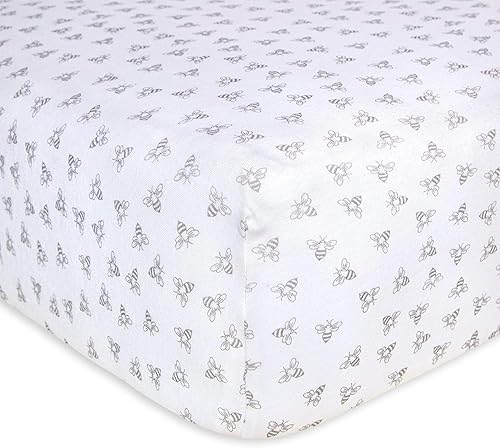 Burts Bees Baby - Sábana bajera ajustable para cuna unisex 100 algodón orgánico para colchones estándar de cuna y niños pequeños