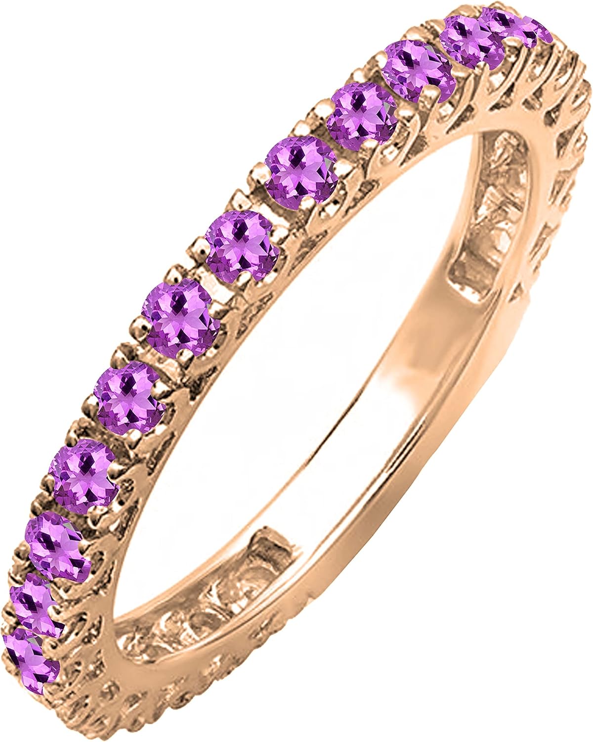 Dazzlingrock Collection Round Gemstone or Diamond Eternity Stackable Wedding Band for Women in Solid Gold