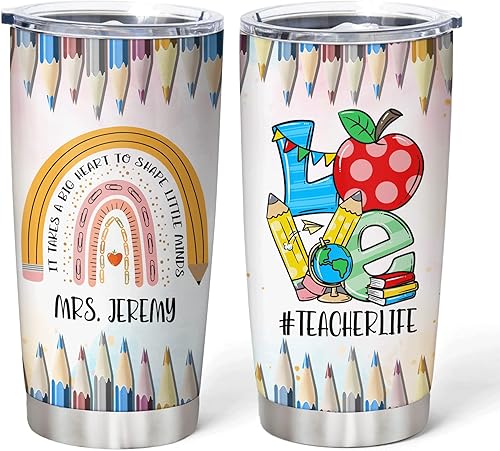Miniatura 1 de Hyturtle Vaso personalizado para el mejor profesor con tapa, 20 onzas, con nombre personalizado, doble pared aislada al vacío, taza de viaje,