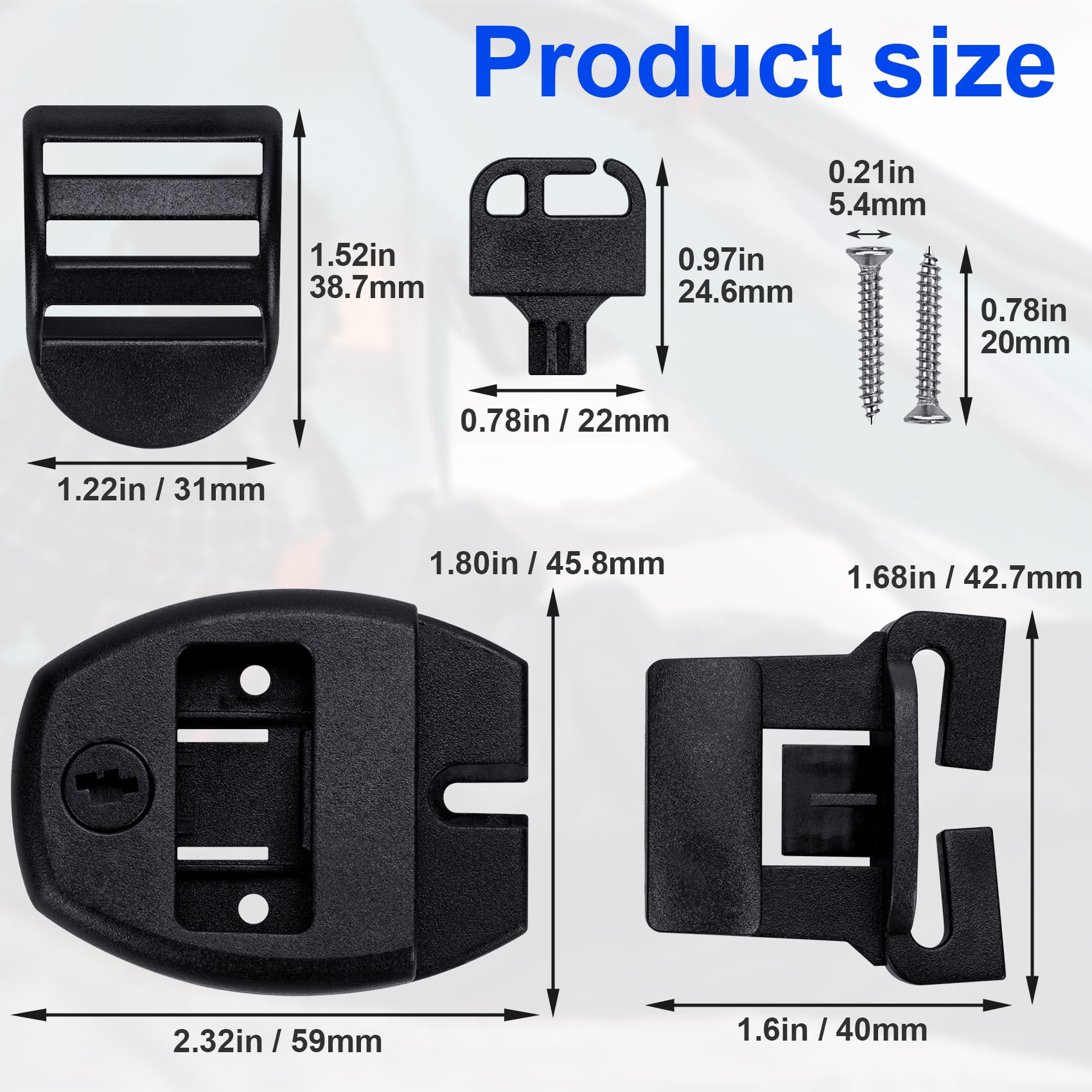 4 Sets Hot Tub Cover Clips, Spa Hot Tub Cover Latch Replacement Kit, Reusable Tub Latches Clip Locks with Keys Screws, Outdoor Hardware Accessories for Spa Cover Straps - Black