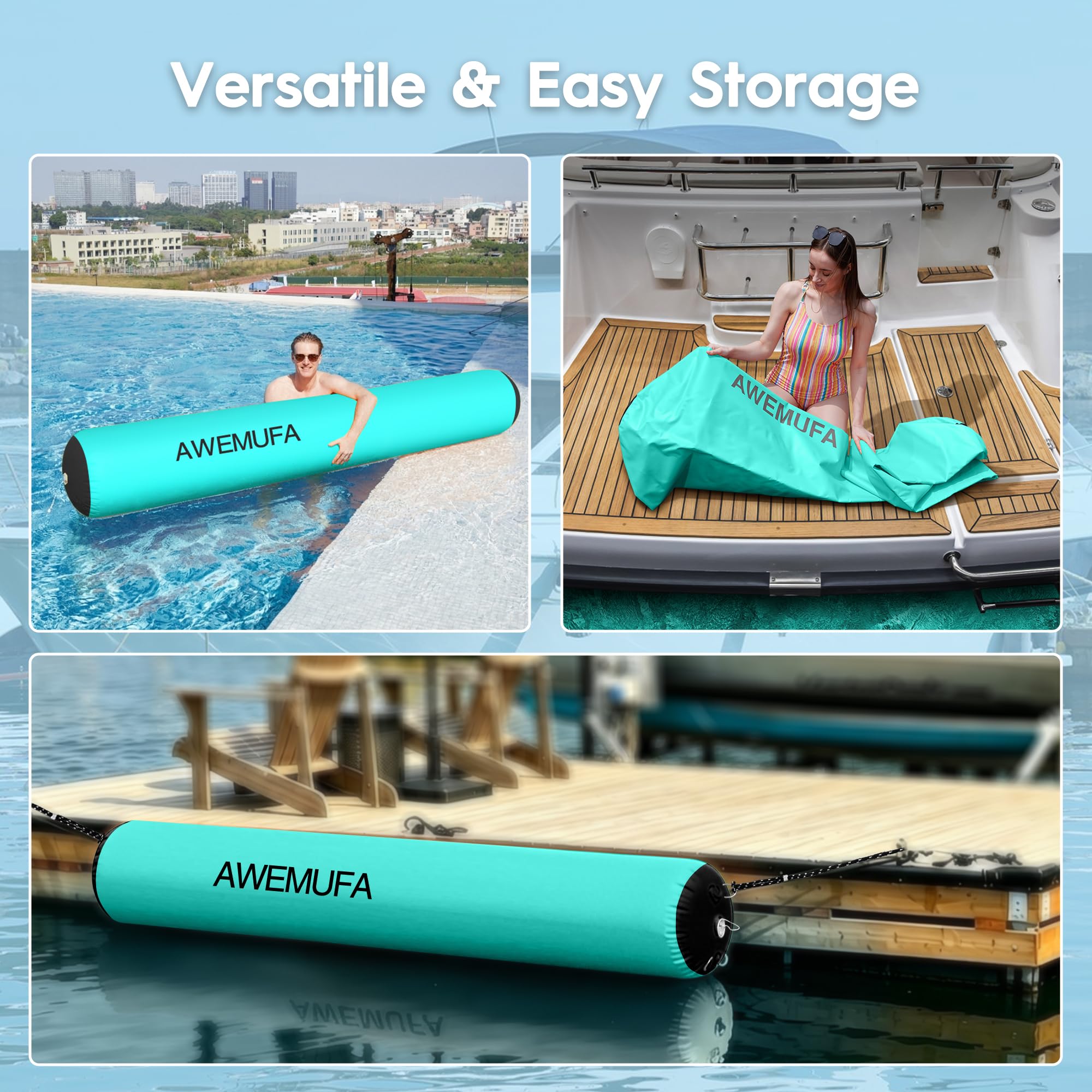 AWEMUFA 10ft Heavy Duty Inflatable Boat Fender Gallery Image