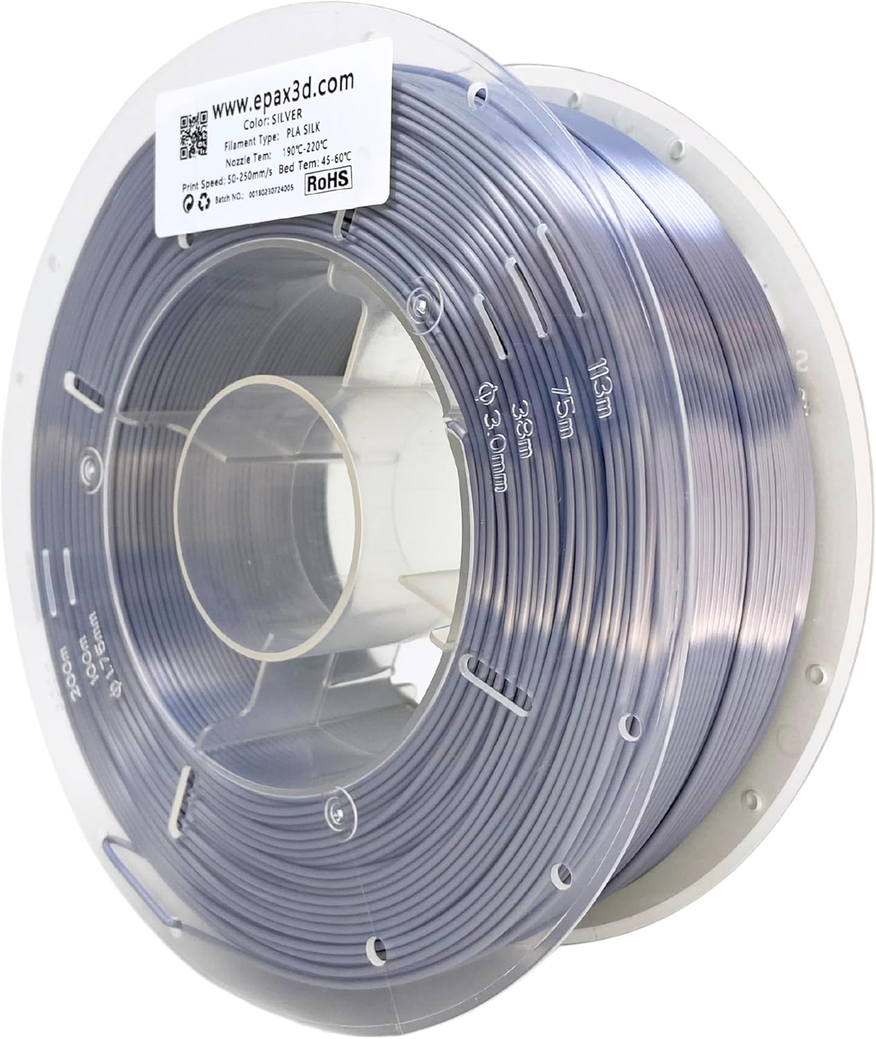 EPAX PLA Magic Silk 3D Printer Filament, Dimensional Accuracy +/- 0.03 mm, 1KG Spool (Silver)