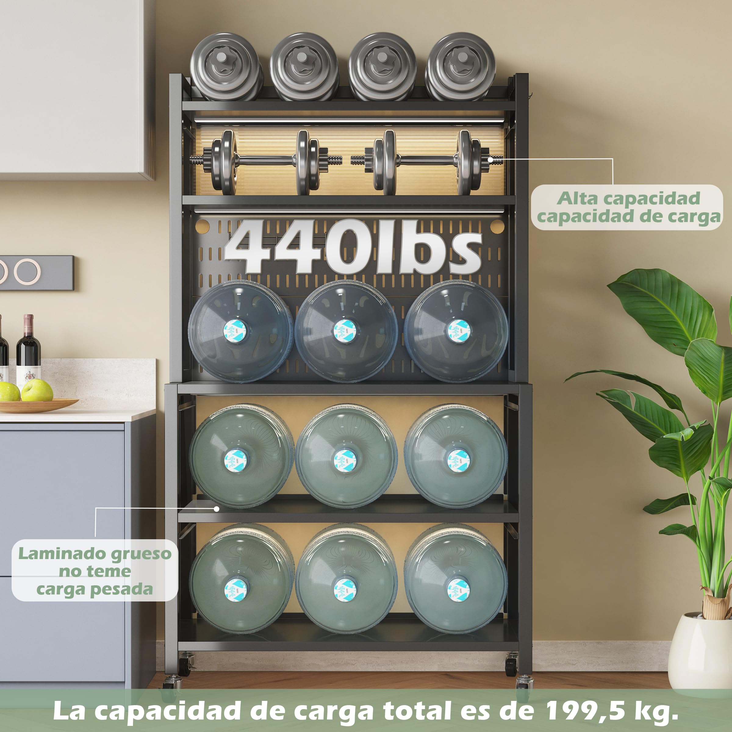 COVAODQ Estantería de Almacenamiento,Estantería de Cocina de 5 Niveles, Estantería de Panadería,Organizador de Cocina(Negro 80 x 36 x 162 cm)