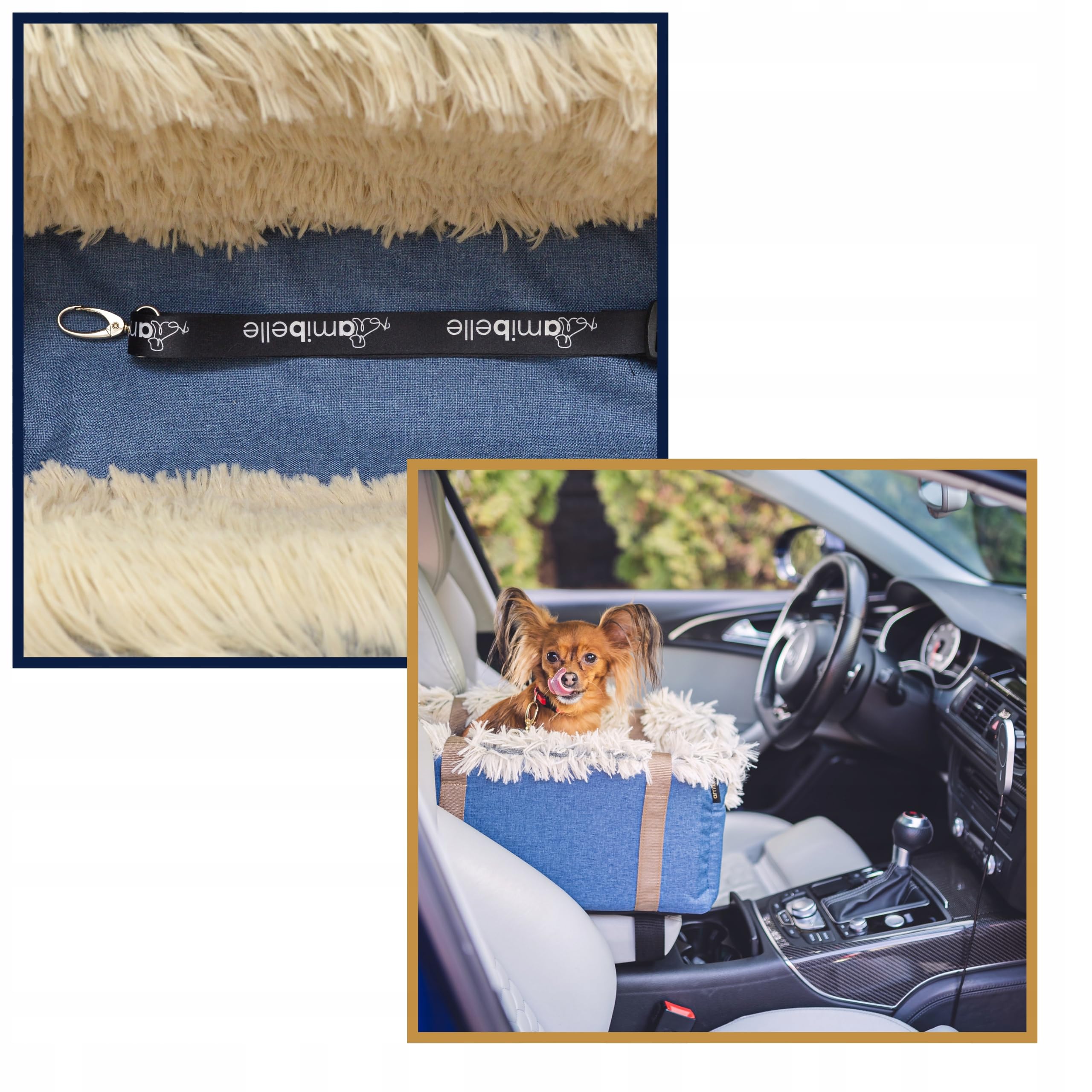 Hunde Autositz 27x44 cm Jeans - 3in1 Tasche Bett für Hund Katze