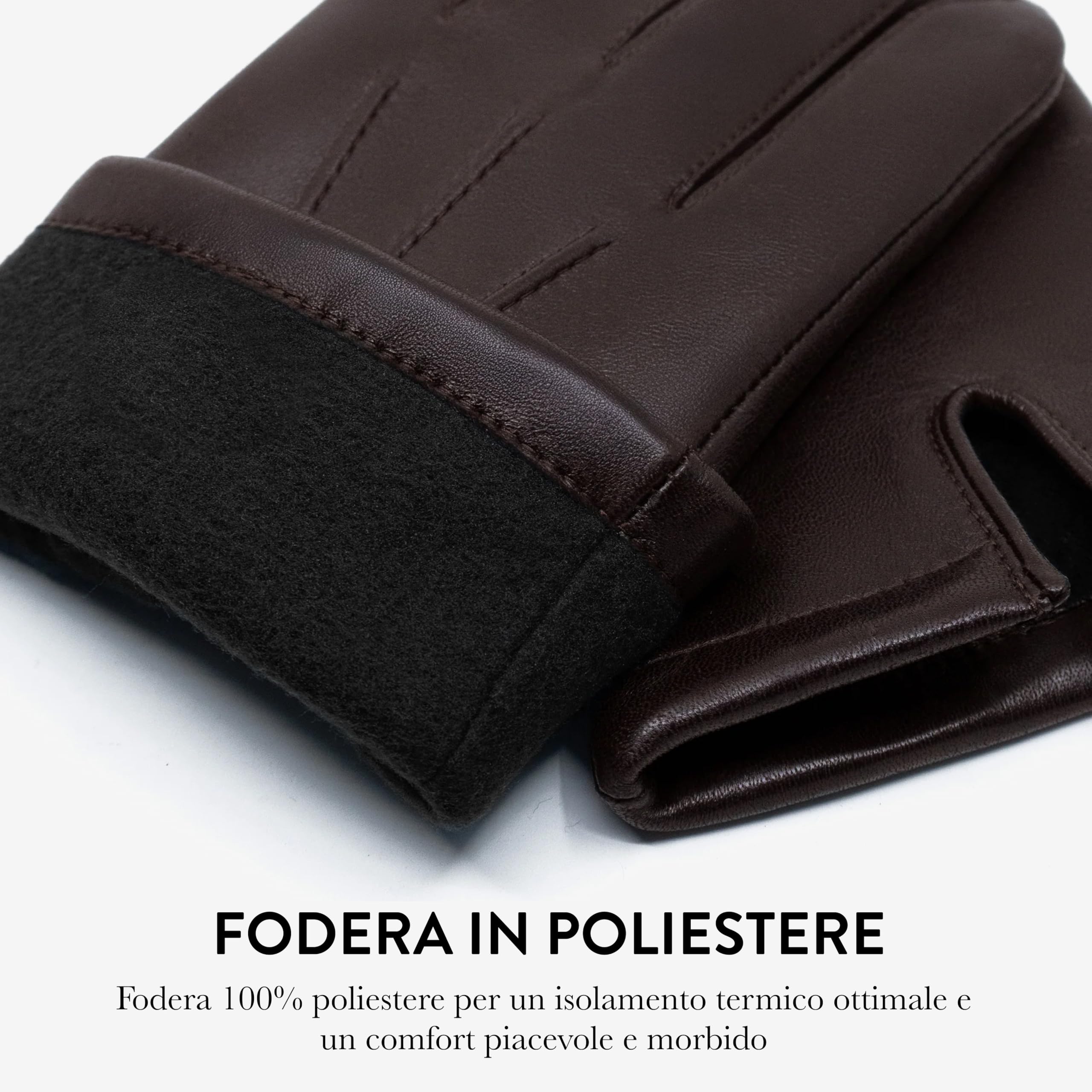 GLOVE STORY – Guanti da uomo in pelle di agnello, fodera calda 100% poliestere, stile elegante, morbidi e confortevoli, perfetti per l’inverno, lavorazione artigianale, blu profondo