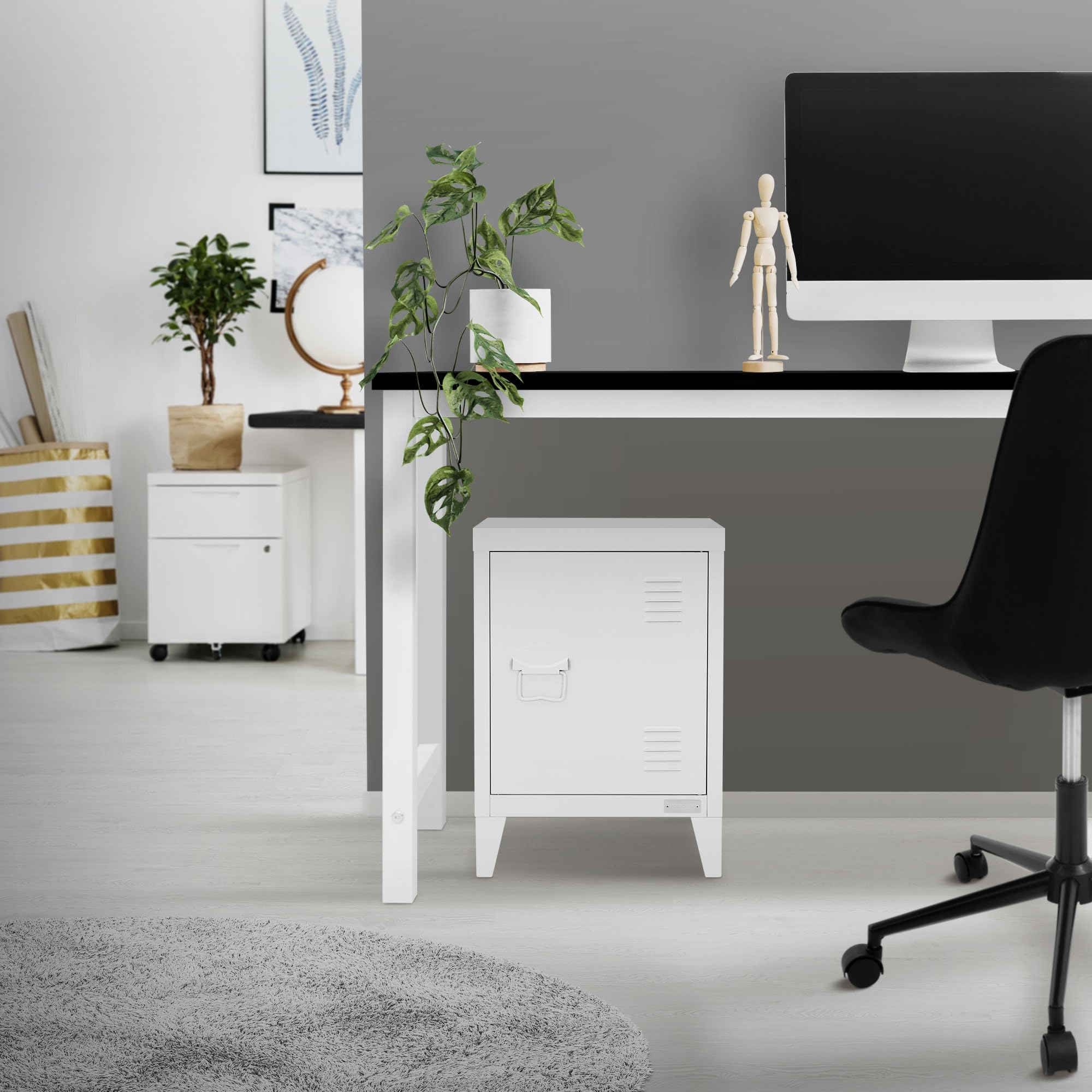 ML-Design uniwersalna szafka metalowa bialy 40x30x57,5 cm stalowa z drzwiami kompaktowa szafka biurowa mala szafka na dokumenty i do przechowywania szafka boczna kawowa do salonu biura sypialni