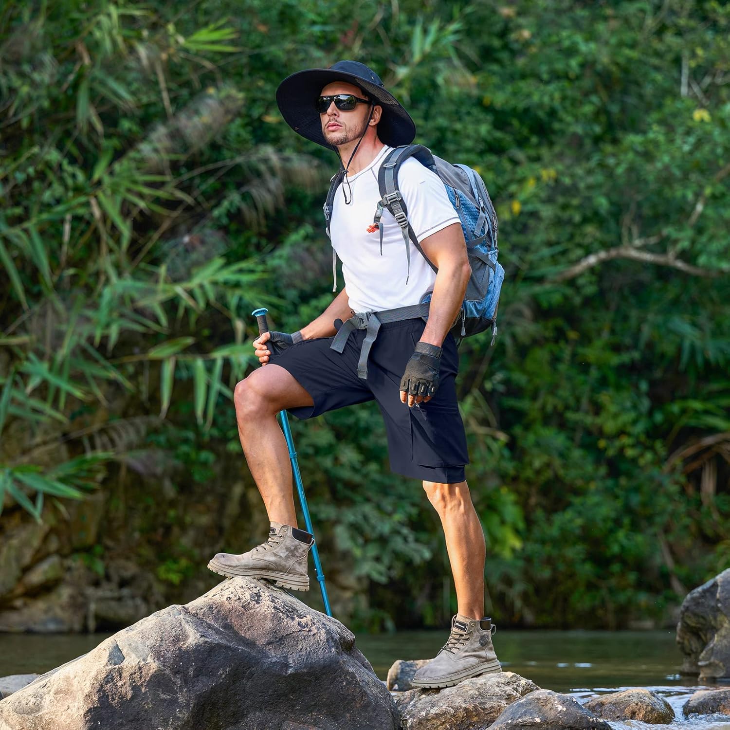 Men's Hiking Cargo Shorts Quick Dry Lightweight Summer Travel Shorts with Zipper Pockets for Camping Fishing Golf - Image 2