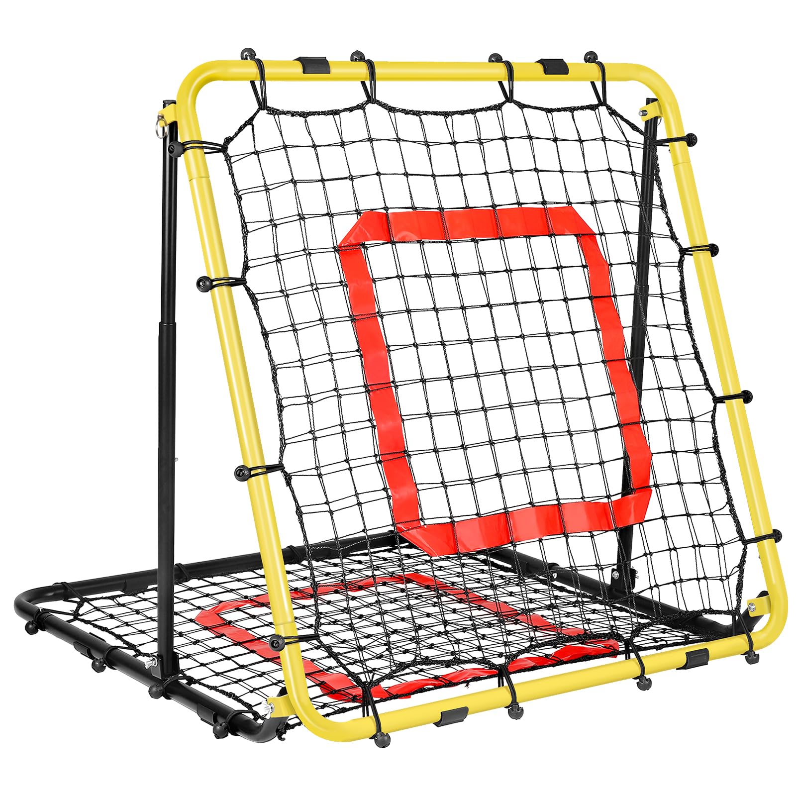 JASCOPRO Verstelbaar voetbalrebound-net | Voetbaltrainer met stalen frame | Draagbaar opvouwbaar rebound board voor precisie passing, schieten, eerste aanraking en balcontrole oefeningen, 124,5 x