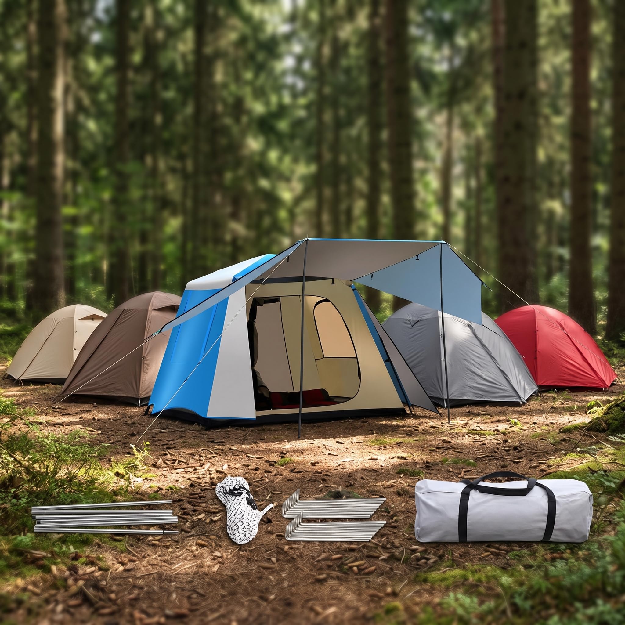 Zelt 4 Personen – Automatisches Wurfzelt Wasserdicht für Camping & Familie