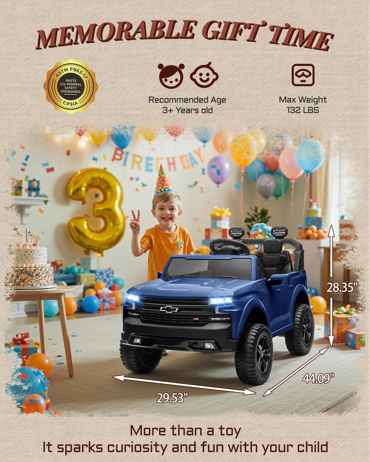 24V 2 Seater Ride on Toys Licensed Chevrolet Silverado, Electric Vehicle with Remote Control and Seat Belts, Electric Ride On Truck wtih Trunk, Bluetooth and LED Lights (Blue)