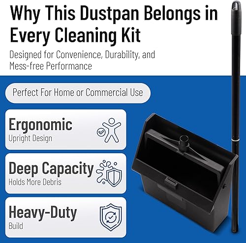 Miniatura 3 de SPARTA Bandeja de plástico para polvo, bandeja vertical con mango de 2 piezas para limpieza, 11 x 12 x 3.5 pulgadas, negro