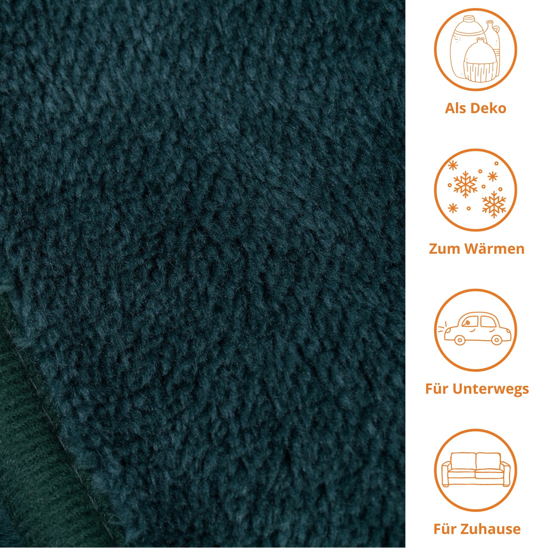 liebling Kuscheldecke Merino-Touch, Wohndecke Ultra flauschig als Sofaüberwurf oder Wendedecke, waschbar, 220 x 240 cm, dunkelgrün