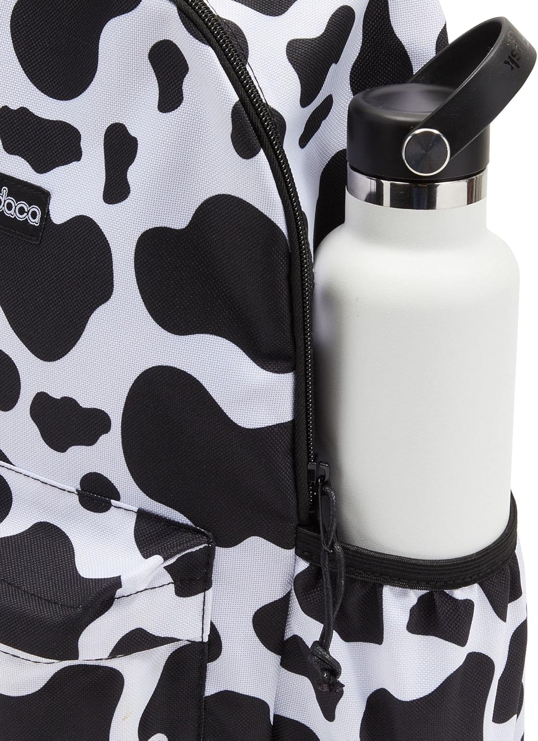 Zodaca Cow Print Girls Backpack - 12.5 x 4.5 x 15 in, Black & White - Mini Backpack for Women with Adjustable Padded Straps & Side Pockets for School & Travel - Image 6