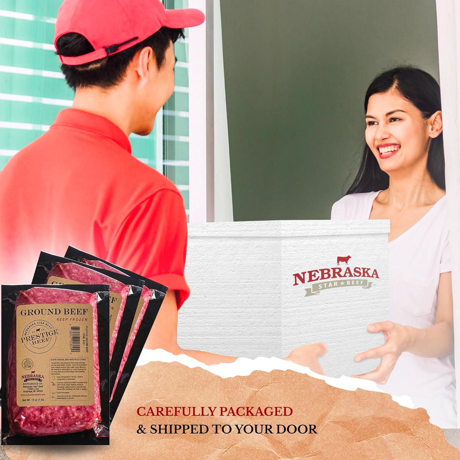 Nebraska Star Beef Angus Ground Beef (10-1lb packages) -Prestige, ground beef, frozen hamburger, hamburger patties, frozen burger, ground beef 80/20