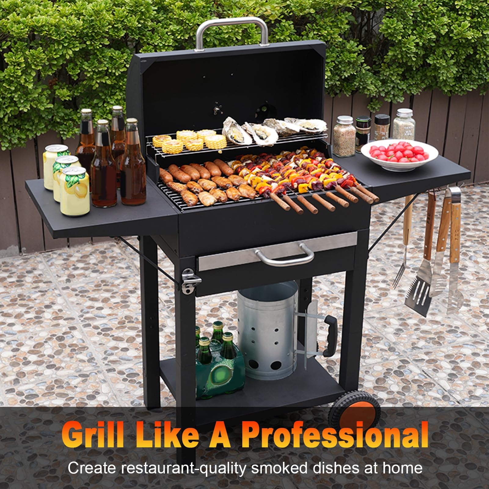 Matybobe Barbecue Portatile Compatto, Griglia Senza Fumo con Ripiani