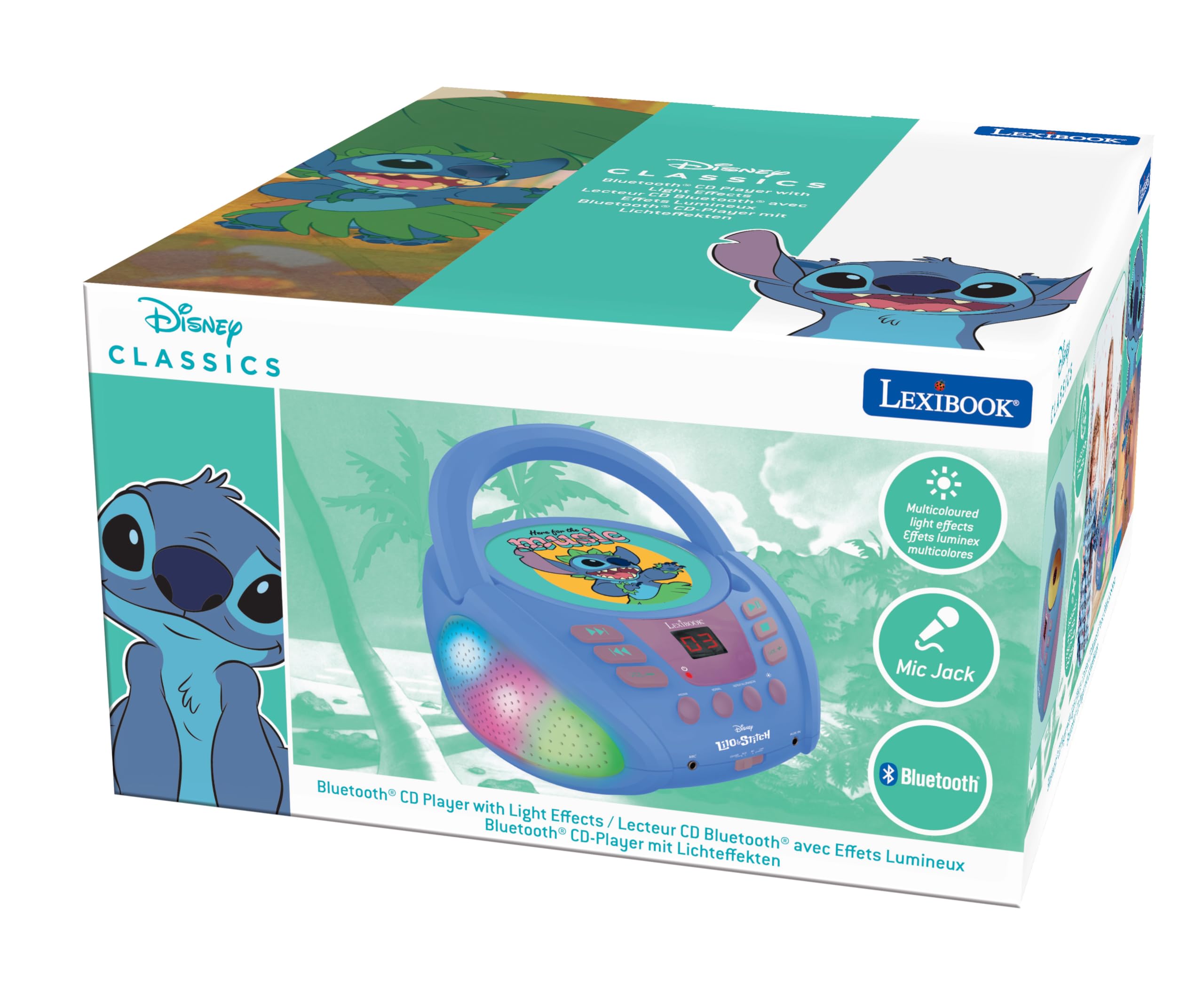 Lexibook - Disney Stitch - Bluetooth CD Player for Kids - Portable