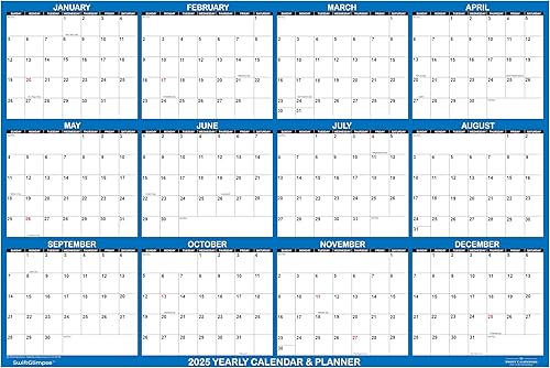 Miniatura 2 de SwiftGlimpse - Calendario de pared 2025 borrable de 18 x 24 pulgadas, grande, borrado en húmedo y seco, laminado de 12 meses, reversible,