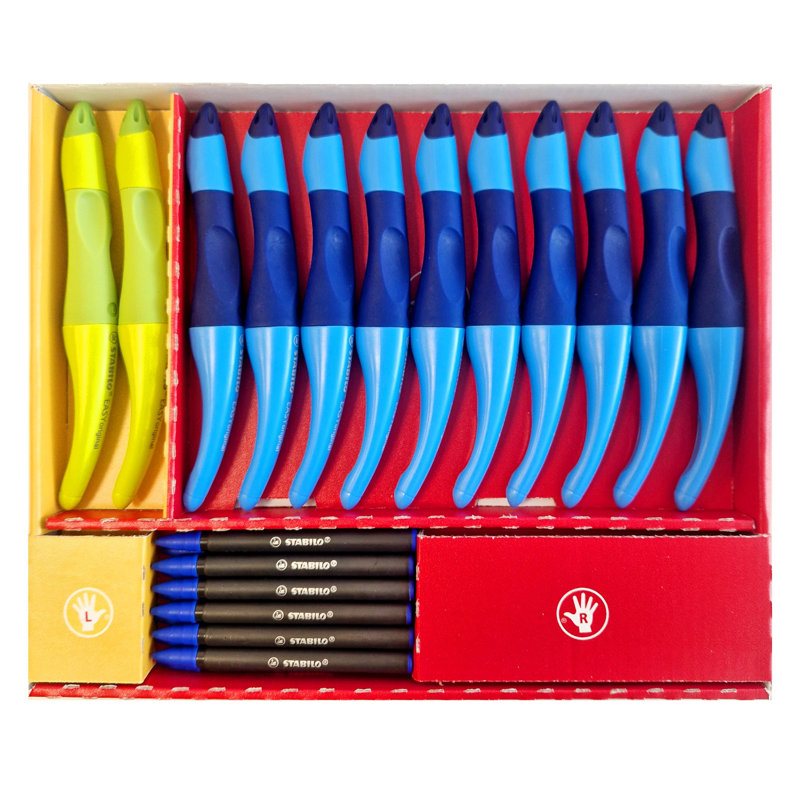 STABILO EASYoriginal, Ergonomic Rollerball, Classpack of 12, with 10 Right-Handed Dark Blue/Light Blue - Image 2