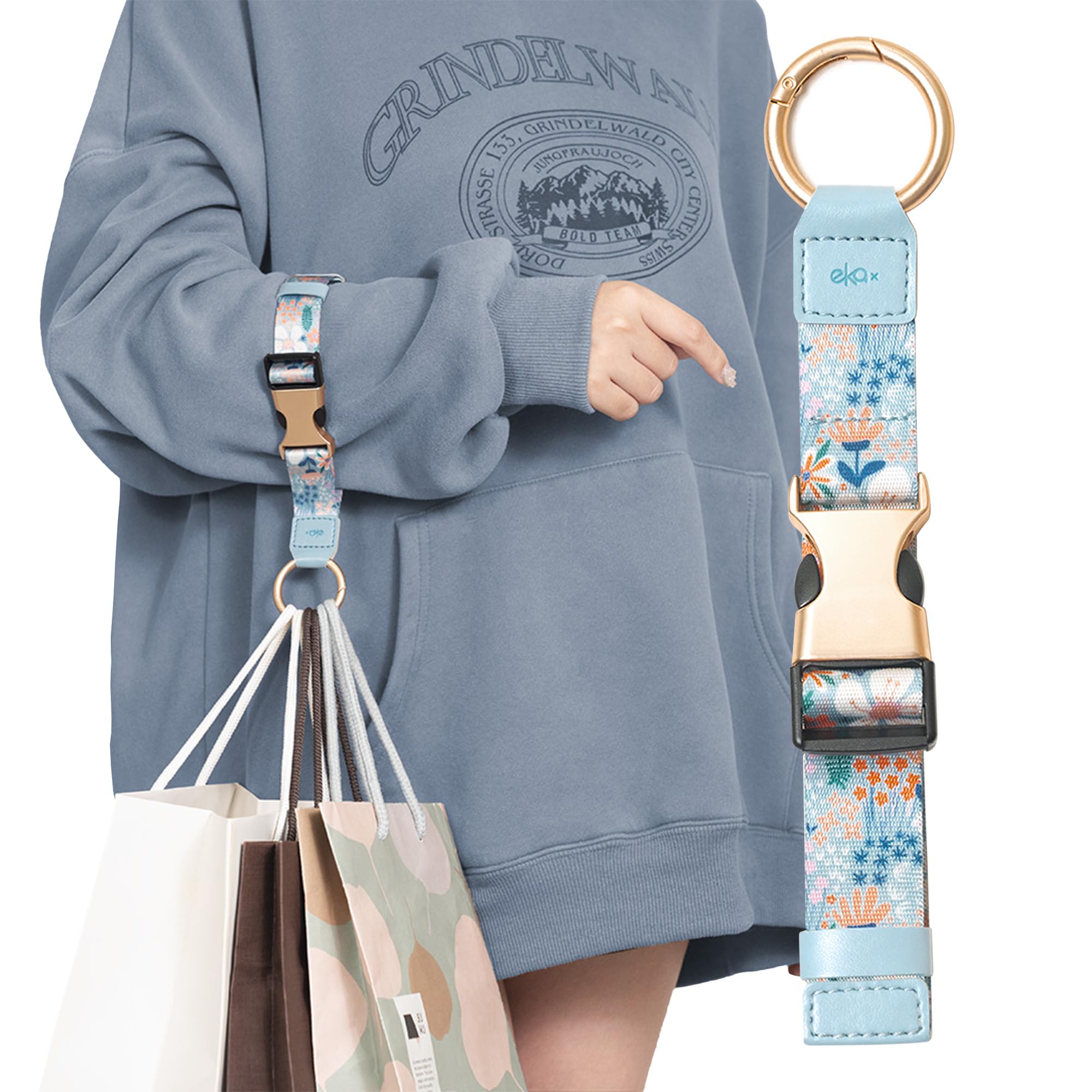 Add-a-Bag Luggage Strap, Adjustable Travel Carry Strap with Ring Hooks & Buckle, Heavy-Duty Bag Holder & Jacket Gripper, Luggage Straps/Luggage Belt,