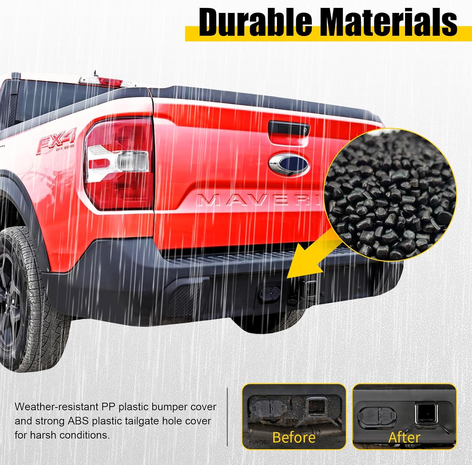 Rear Bumper Cover & Tailgate Hole Cover Combo for Ford Maverick Accessories 2022 2023 2024 2025 (Not for Lobo)