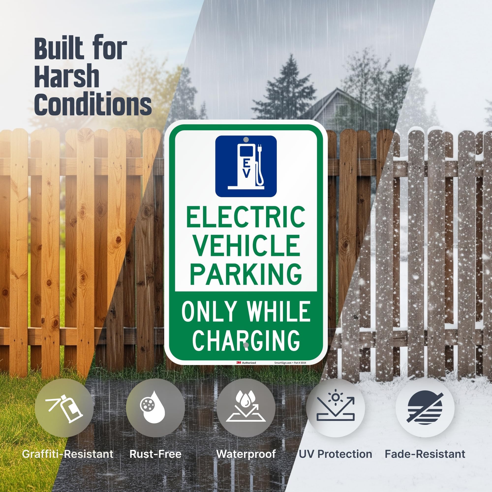 SmartSign Letrero "Electric Vehicle Parking - Only While Charging", aluminio de 63 mil, material reflectante de grado de ingeniería laminado 3M, azul, verde y blanco