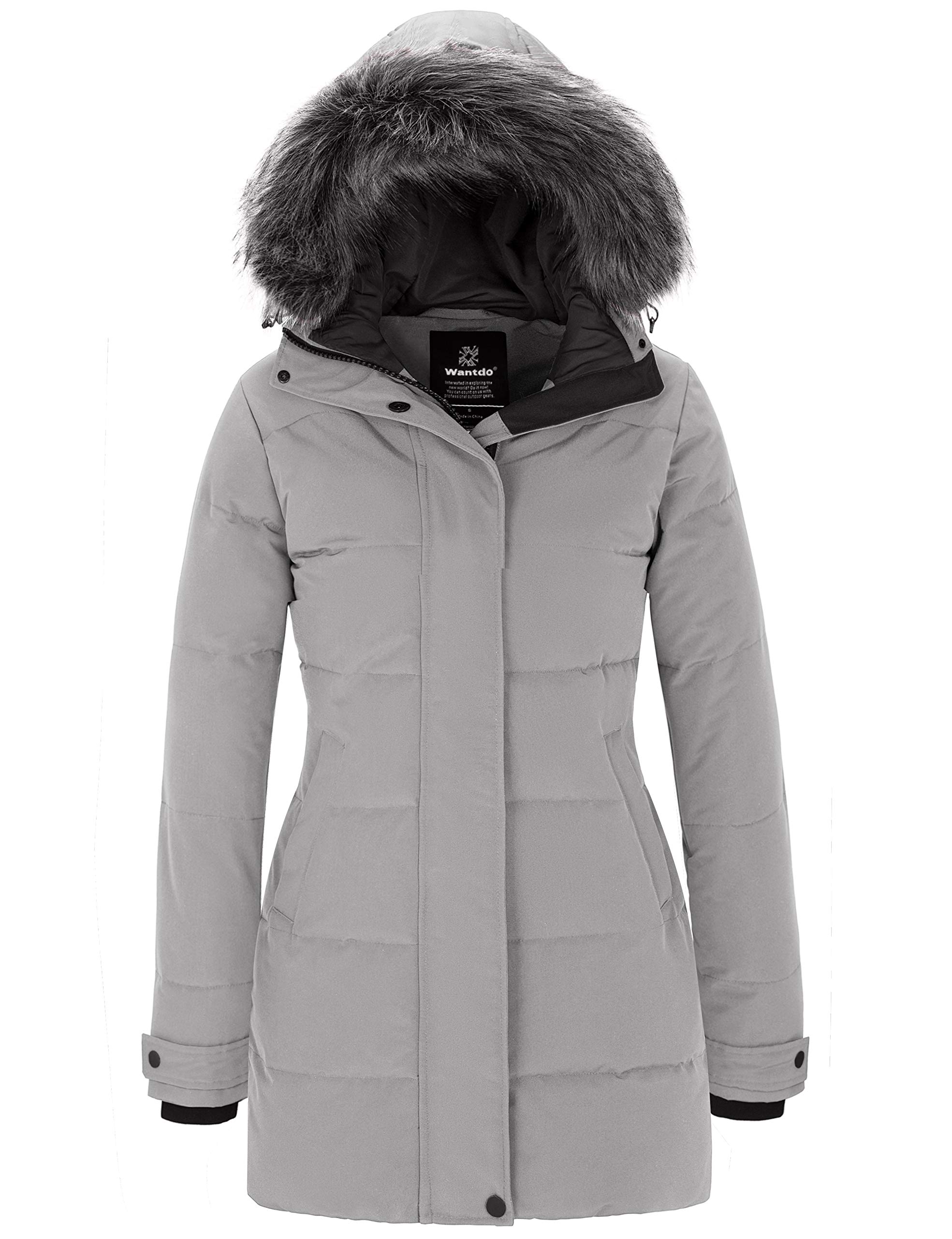 Wantdo Abrigo de Invierno para Mujer Chaqueta Acolchada cálida de Tallas Grandes con Capucha Parka Larga Impermeable y Cortaviento para Exteriores