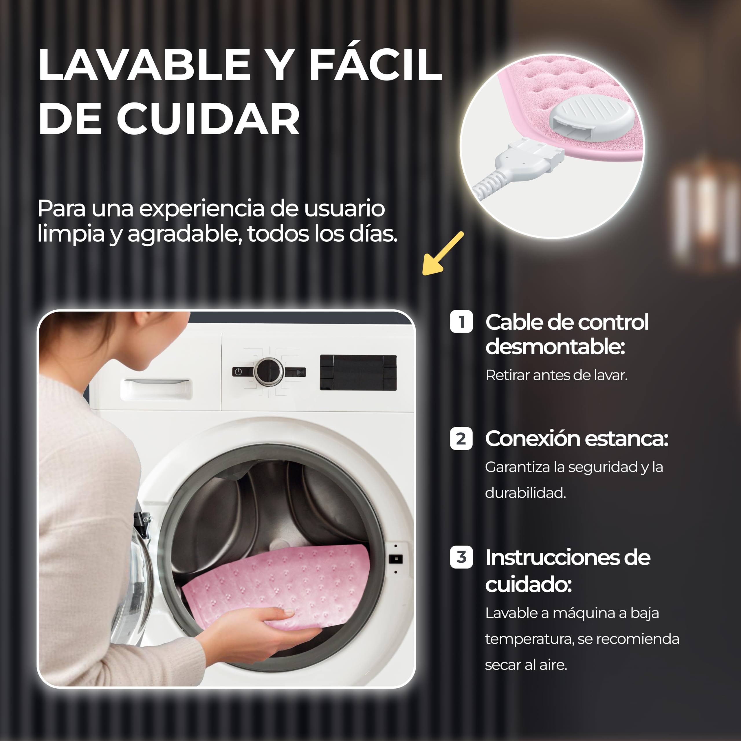 BR Bringer almohadilla eléctrica de infrarrojos con desconexión automática - 6 ajustes de calor (25-60°C), protección contra sobrecalentamiento, lavable, pantalla LED, franela suave (rosa, 60 x 30 cm)