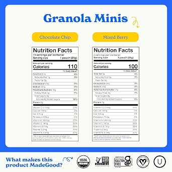 MadeGood Granola Mini Bundle 56 Count (0.85OZ Each) - (28) Chocolate Banana, (14) Chocolate Chip, (14) Mixed Berry