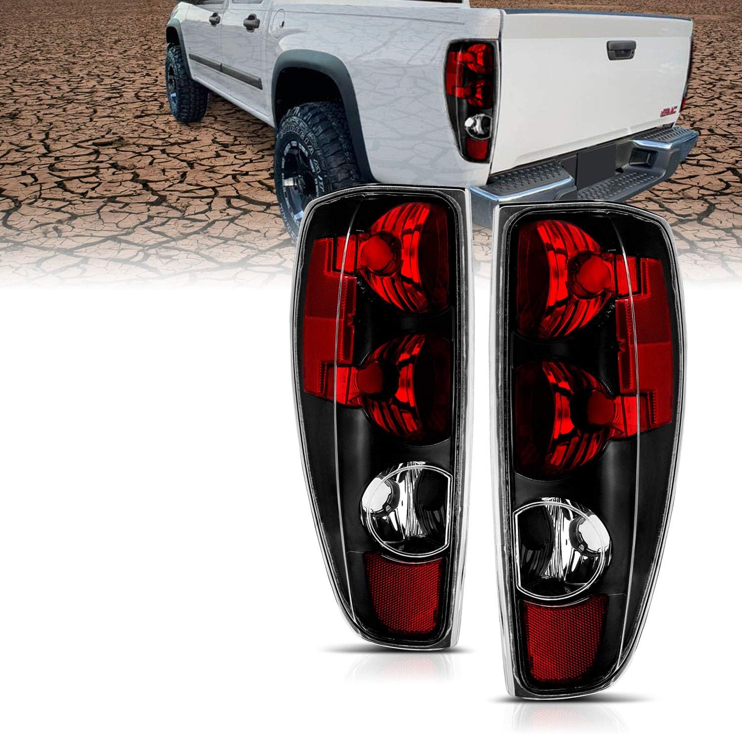 AmeriLite Red/Smoke Replacement Brake Tail Lights Set For 04-12 Chevy Colorado/GMC Canyon - Passenger and Driver Side