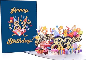 iGifts And Cards Happy 83rd Blue Birthday 3D Pop Up Greeting Card
