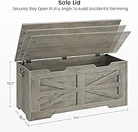 Vista 6 de IDEALHOUSE Cofre de almacenamiento, baúl de juguetes de 39.4 pulgadas para niños y niñas, caja de juguetes grande de madera para niños, banco