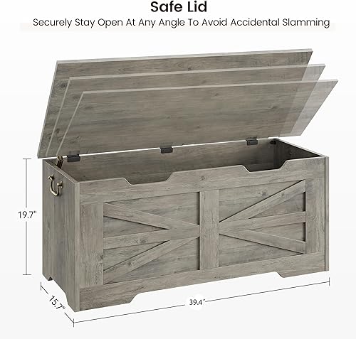 Miniatura 6 de IDEALHOUSE Cofre de almacenamiento, baúl de juguetes de 39.4 pulgadas para niños y niñas, caja de juguetes grande de madera para niños, banco de