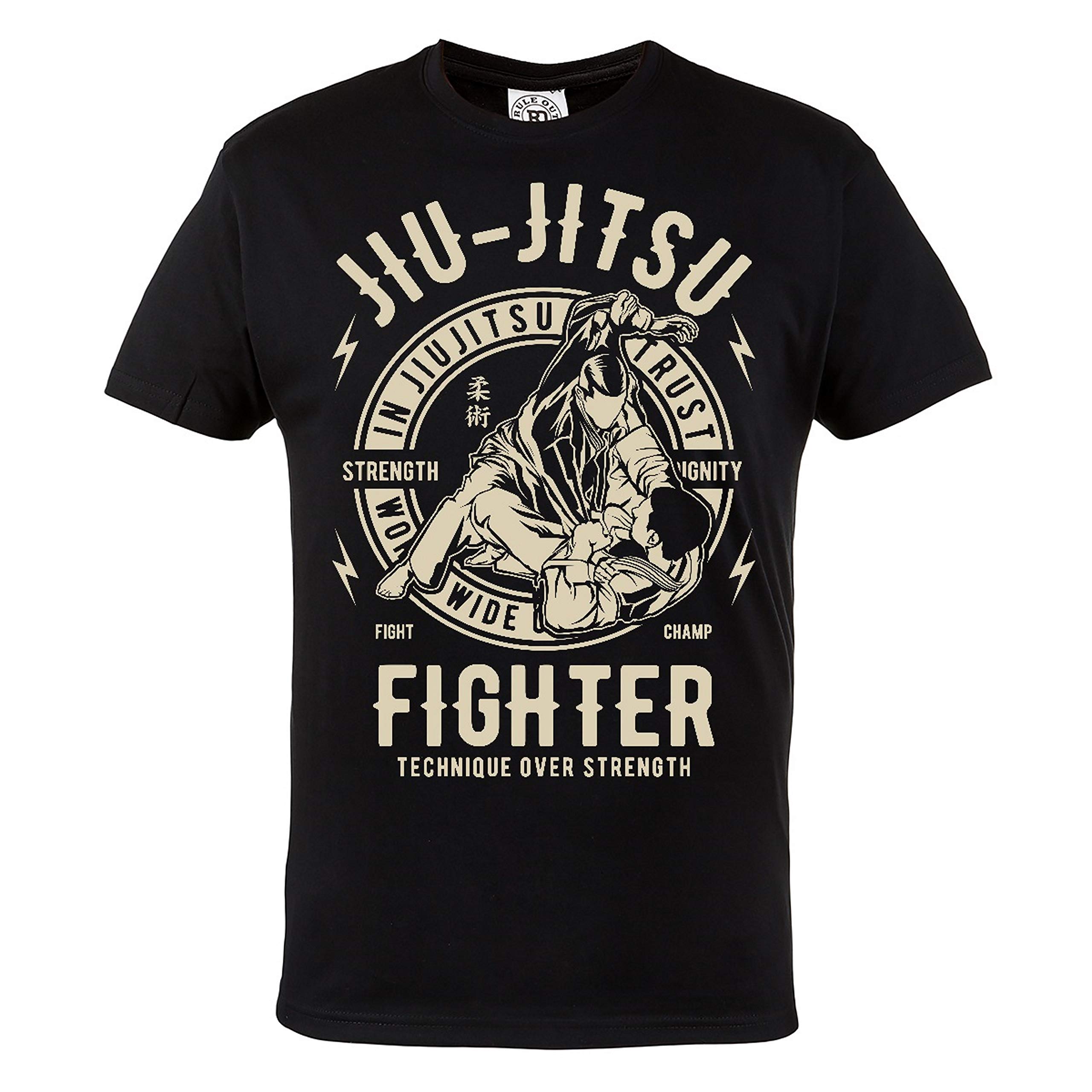 Maglietta Uomo Rule Out Jiu Jitsu Brasiliano | Strength Courage Honor | 100% Cotone, Abbigliamento Casual E Sportivo