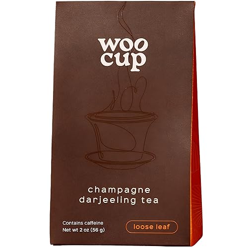 Woocup Champagne First Flush Darjeeling - Té negro orgánico de hojas sueltas (2 onzas 30 porciones) - Pure Leaf Elegance Infusión de té de