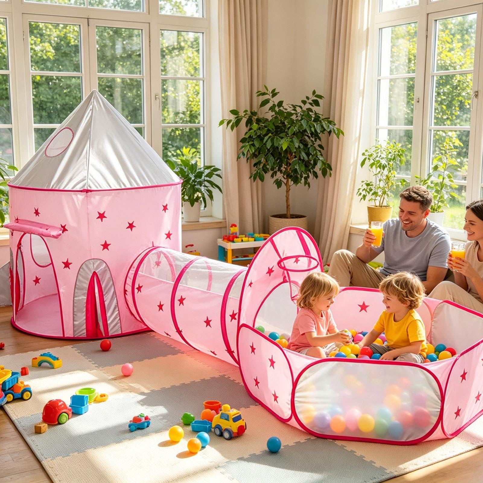 Namiot Tunel Dla Dzieci Basen Z Piłkami Składany Domek Do Zabawy Namiot | Tunel zabawkowy dla dzieci do raczkowania, przyjęć, kempingu, użytku wewnątrz i na zewnątrz, do ogrodu, na urodzi