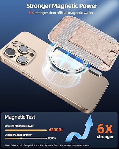 Miniatura 43 de ExtreLife Magsafe Wallet, cartera magnética más fuerte para iPhone 17/16/15/14/13/12, para tarjetero Magsafe con 2 ranuras para tarjetas, bloqueo