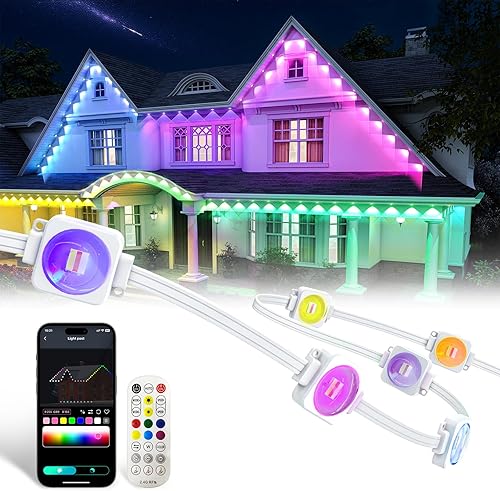 Miniatura 10 de MIMIRGB Guirnalda de luces inteligentes de 32.8 pies con control remoto y control por aplicación, luces LED que cambian de color, luces de hadas con