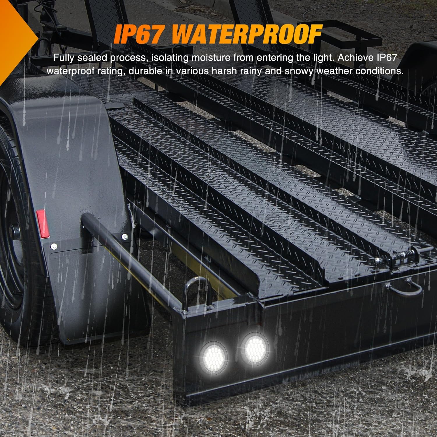 Nilight 4Inch Round Trailer Tail Light 2PCS 24LED White Back Up Reverse Lights w/Flush Mount Grommets Plugs IP67 Waterproof for 12V Truck Bus RV Camper ATV UTV