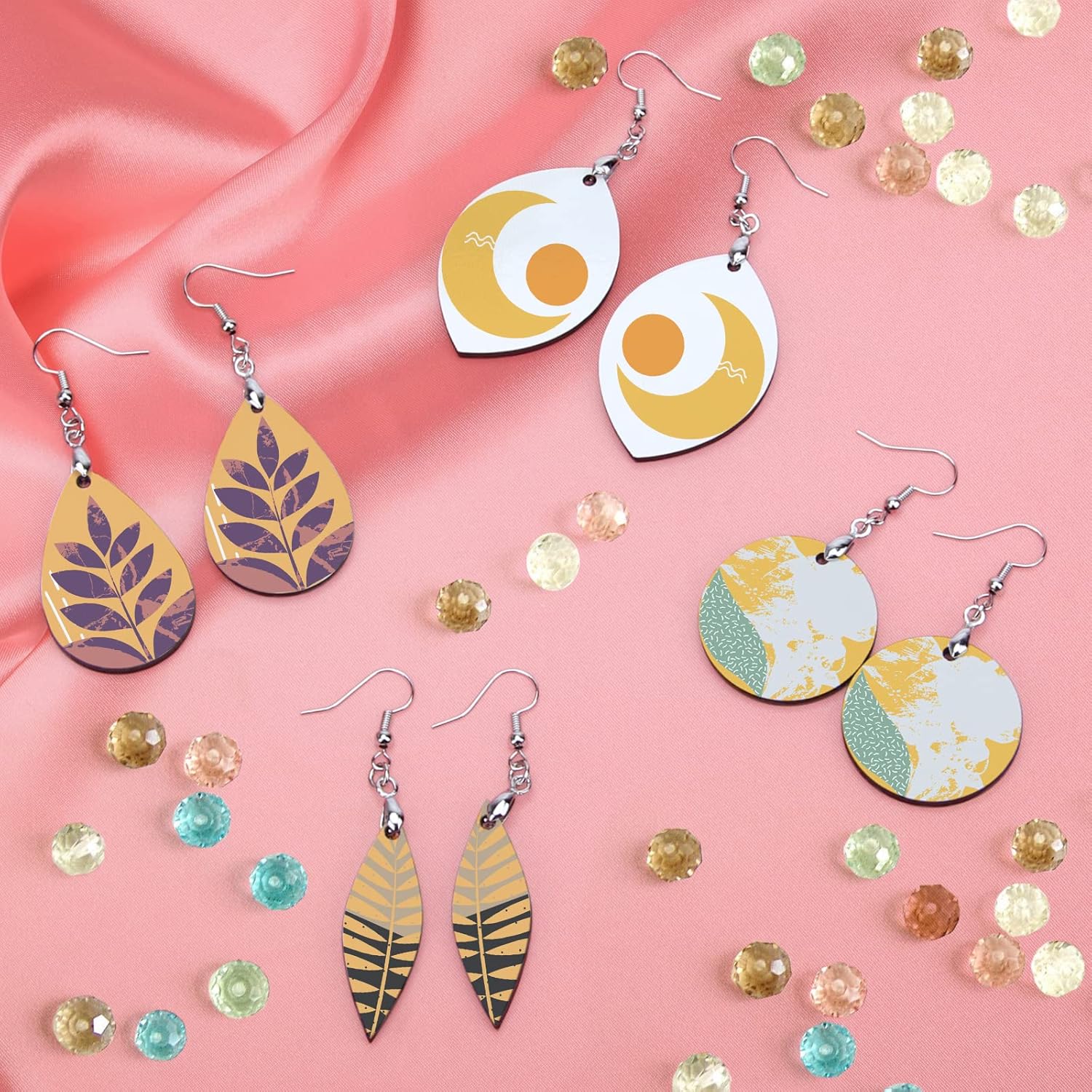 Catcan 32 Pieces Sublimation Earring Blanks, Heat Transfer Sublimation Ornament Blanks with Earring Hooks and Jump Rings for Women Jewelry DIY Making Sublimation Accessories - Image 4