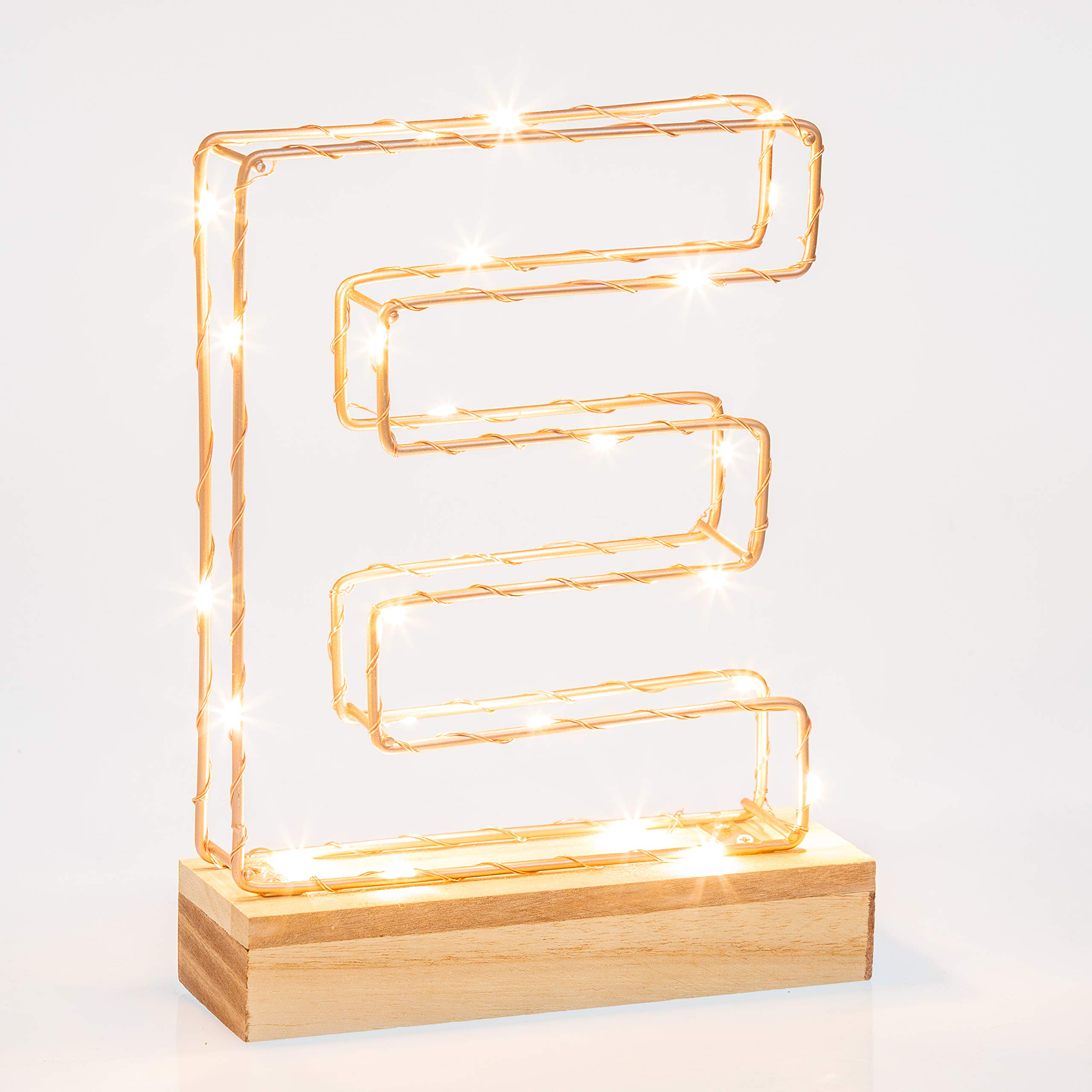 Echo Three Letter Light Wire Frame E - Rose Gold