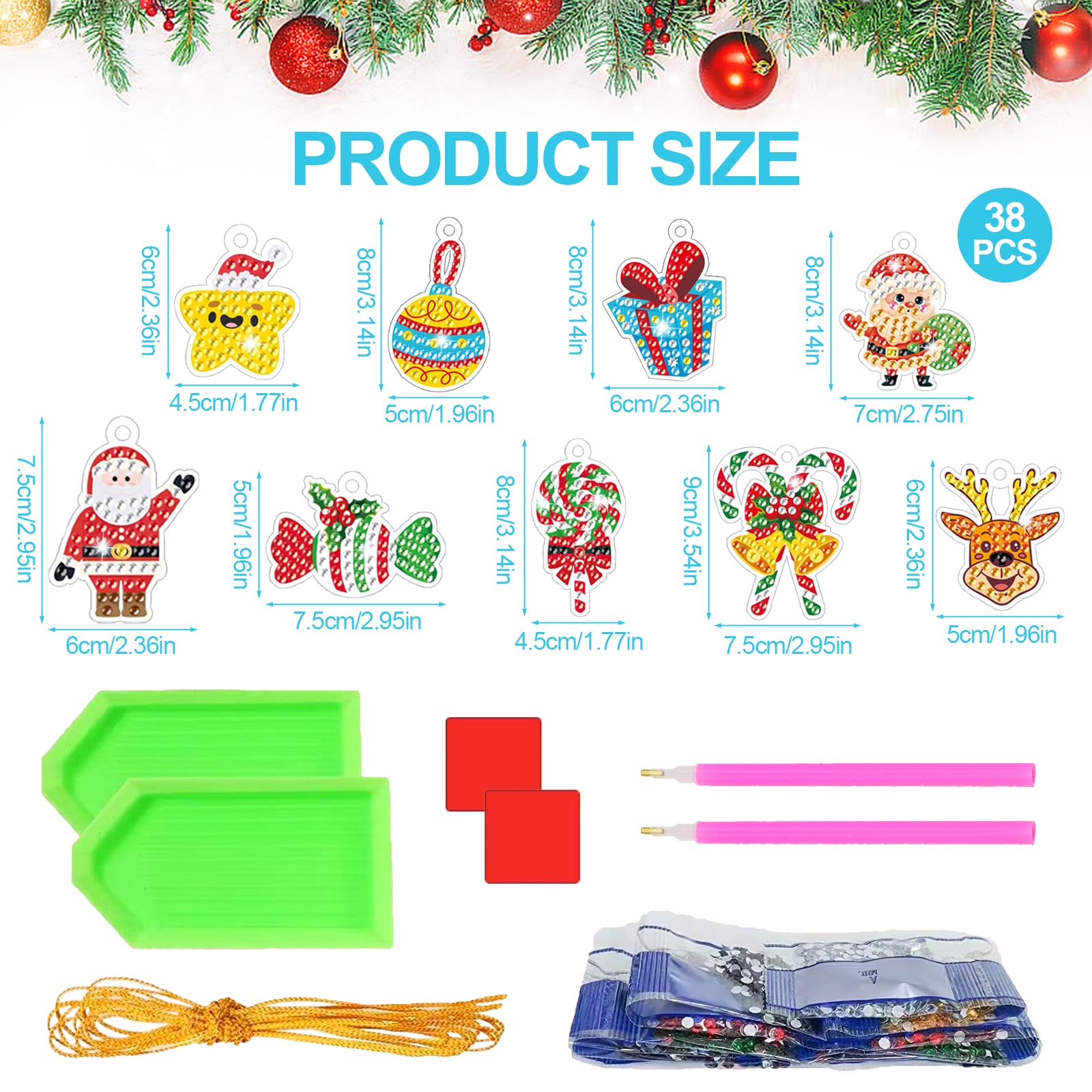 DIY Diamond Painting Weihnachtsanhänger - 38 Teile Set Für Baum & Deko