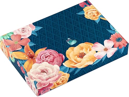 Miniatura 6 de Hallmark Juego de papelería con organizador de escritorio, floral (10 tarjetas en blanco con sobres, 20 hojas de escritura con sobres, bloc de notas