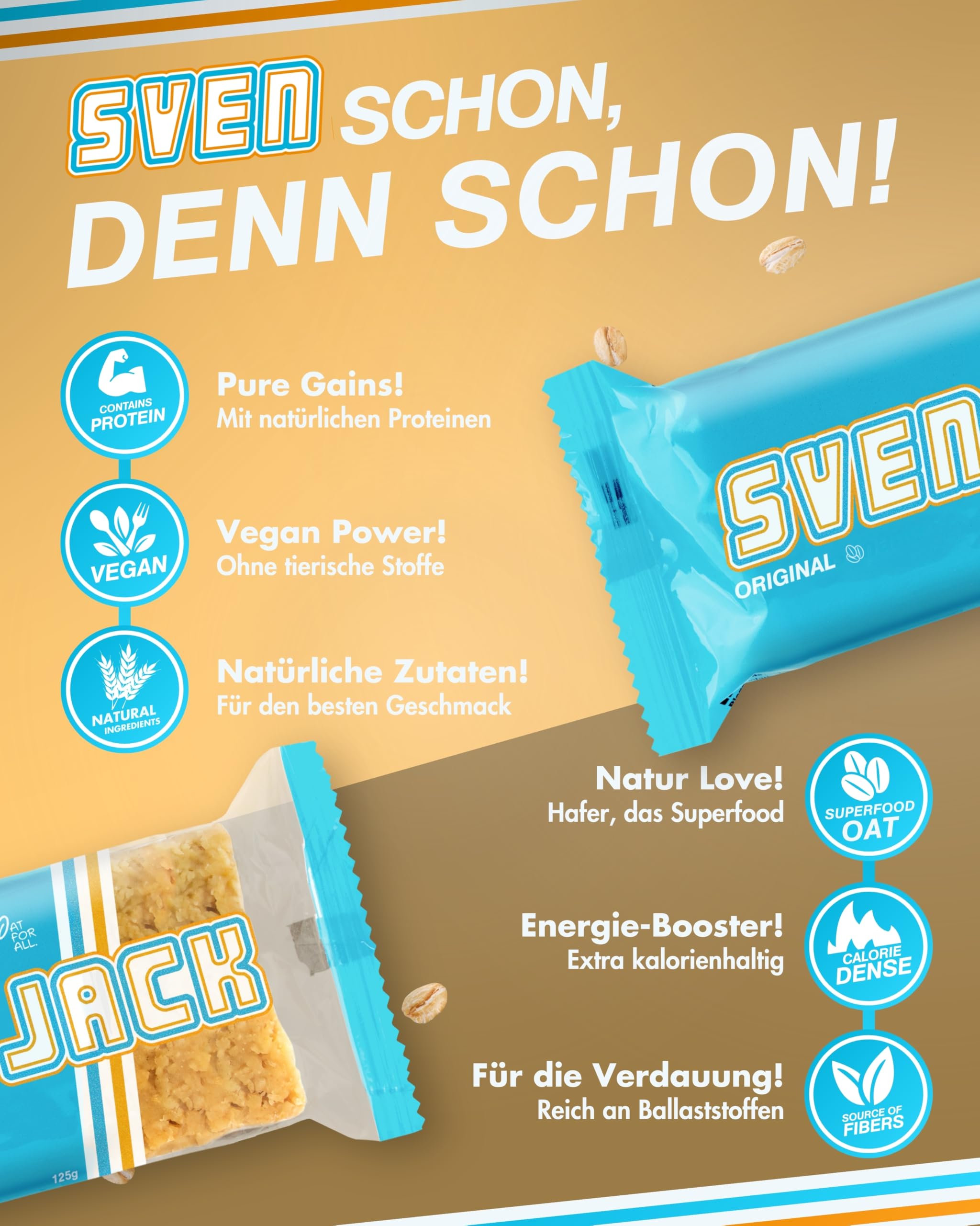 Sven Jack (Energy Cake) - Original - Der original Ausdauer & Energie Riegel mit langkettigen Kohlenhydraten für viel Power mit Protein & weniger Zucker - Haferflocken Sattmacher & Fitnesssack