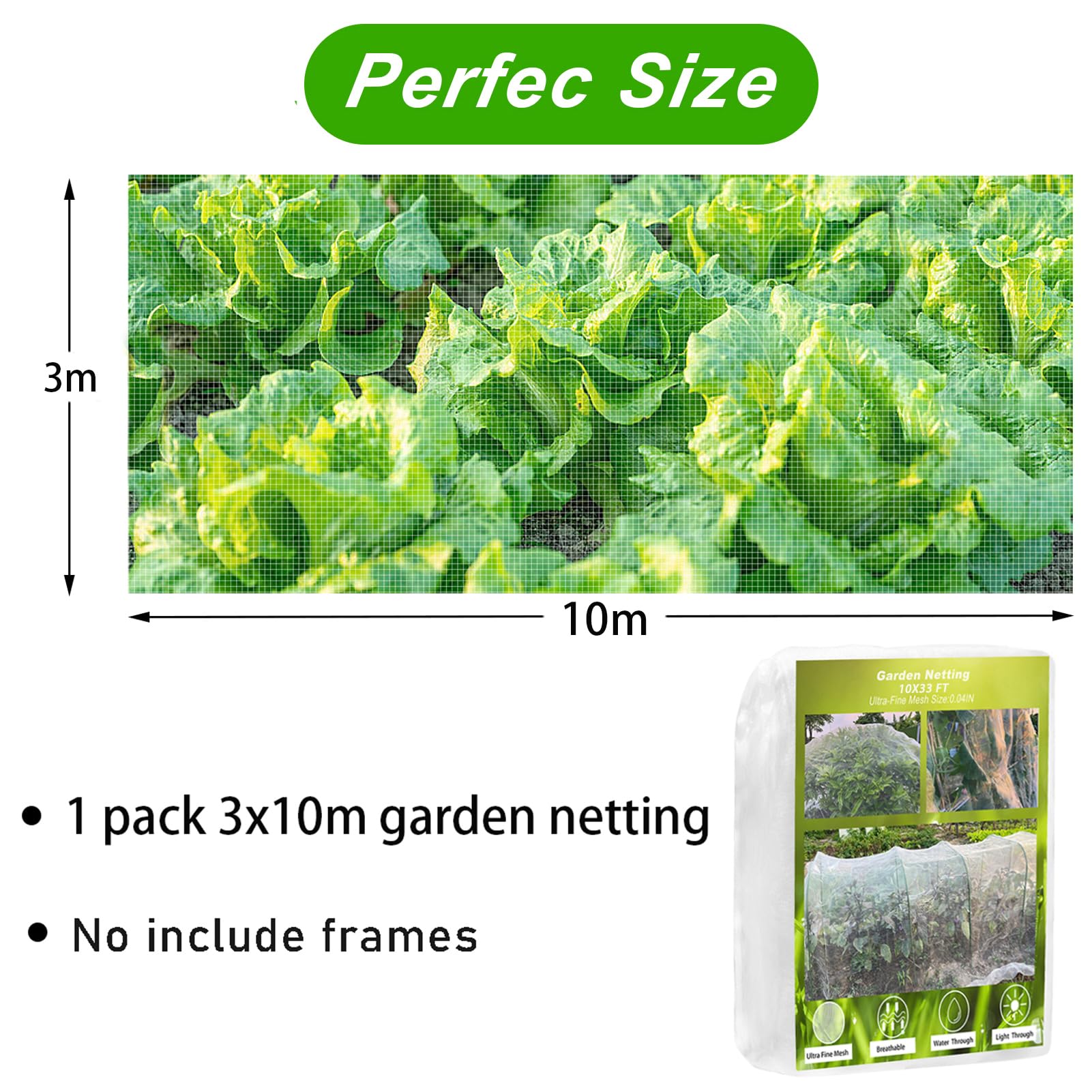 Garden Netting, 3x10m Ultra Fine Insect Netting - Image 2