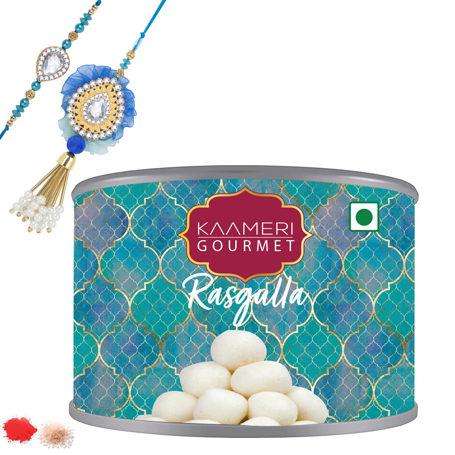 Kaameri Bazaar Rakhi for Brother and Bhabhi Gift Pack with Sweets Combo - Raksha Bandhan Rakhi for brother Lumba for bhabhi with Rusgulla Gift Pack (B09C3ZSDQY) Amazon Price History, Amazon Price Tracker