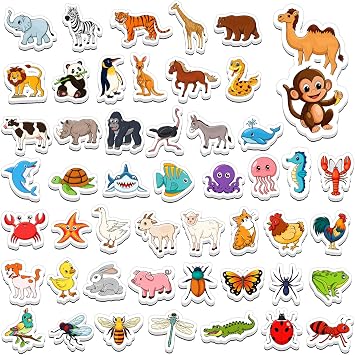 Magnetic Animals,50 PCS Fridge Magnets for Toddlers,Farm Animals Wild Zoo Sea Ocean Animals Refrigerator Magnets for Kids,Educational Learning Magnetic Toys for Whiteboard Preschool Baby