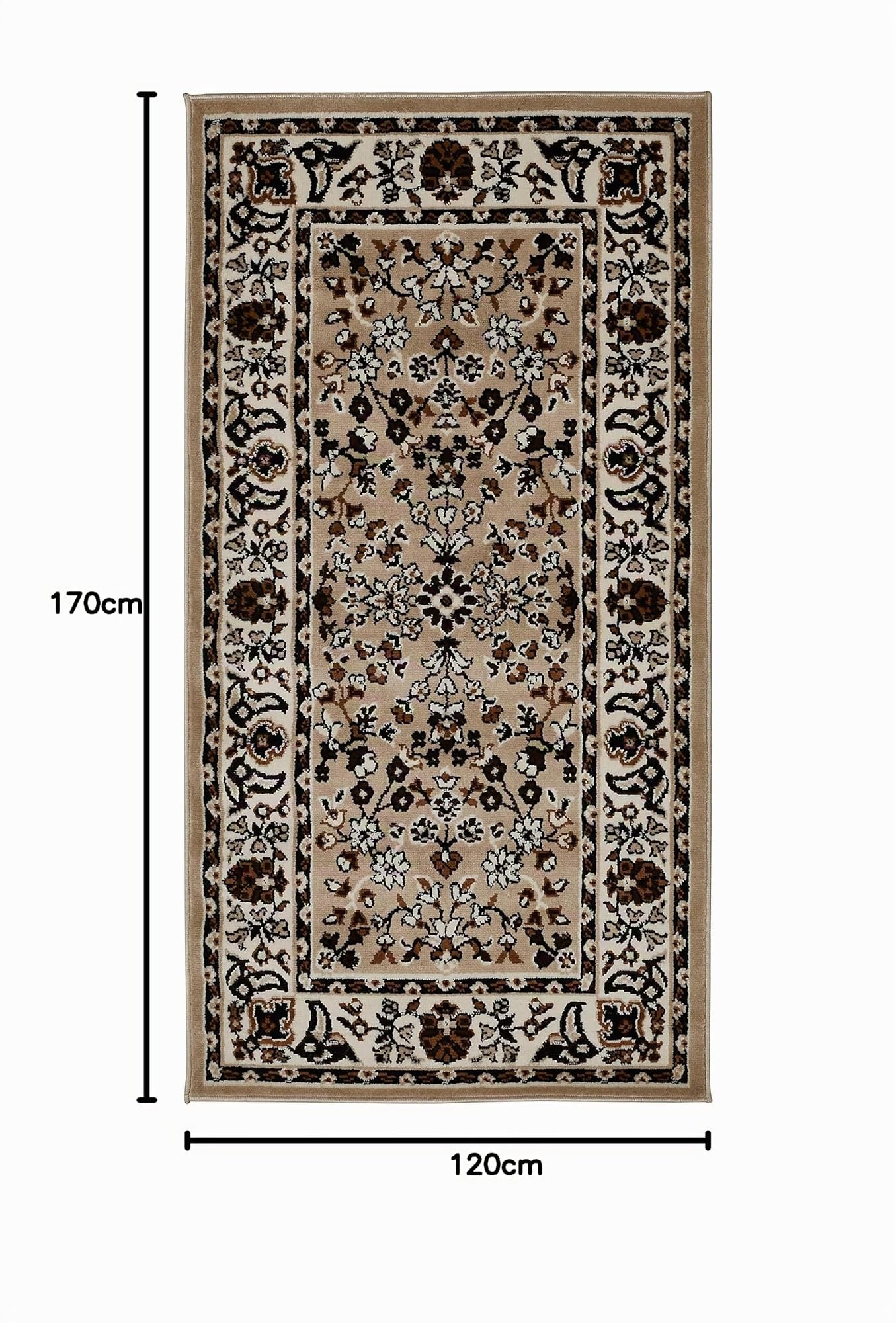Andiamo Tappeto Orientale - Salotto e Camera da Letto, Decorazione Orientale, Easy-Care, Motivo Senza Tempo, 120 x 170 cm, Beige