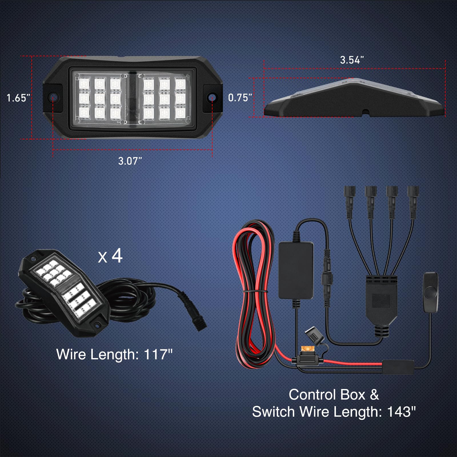 Nilight RGB LED Rock Lights Kit 4 PCS 18LED Wide Angle Wheel Well Light with Remote & Bluetooth App Dual Control Multi Modes Underglow Multicolor Neon Pod for ATV UTV SUV Offroad Truck RZR Boat