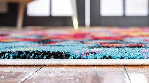 Miniatura 5 de Unique Loom colección Lyon - Alfombra abstracta y moderna, Polipropileno, MultiVerde