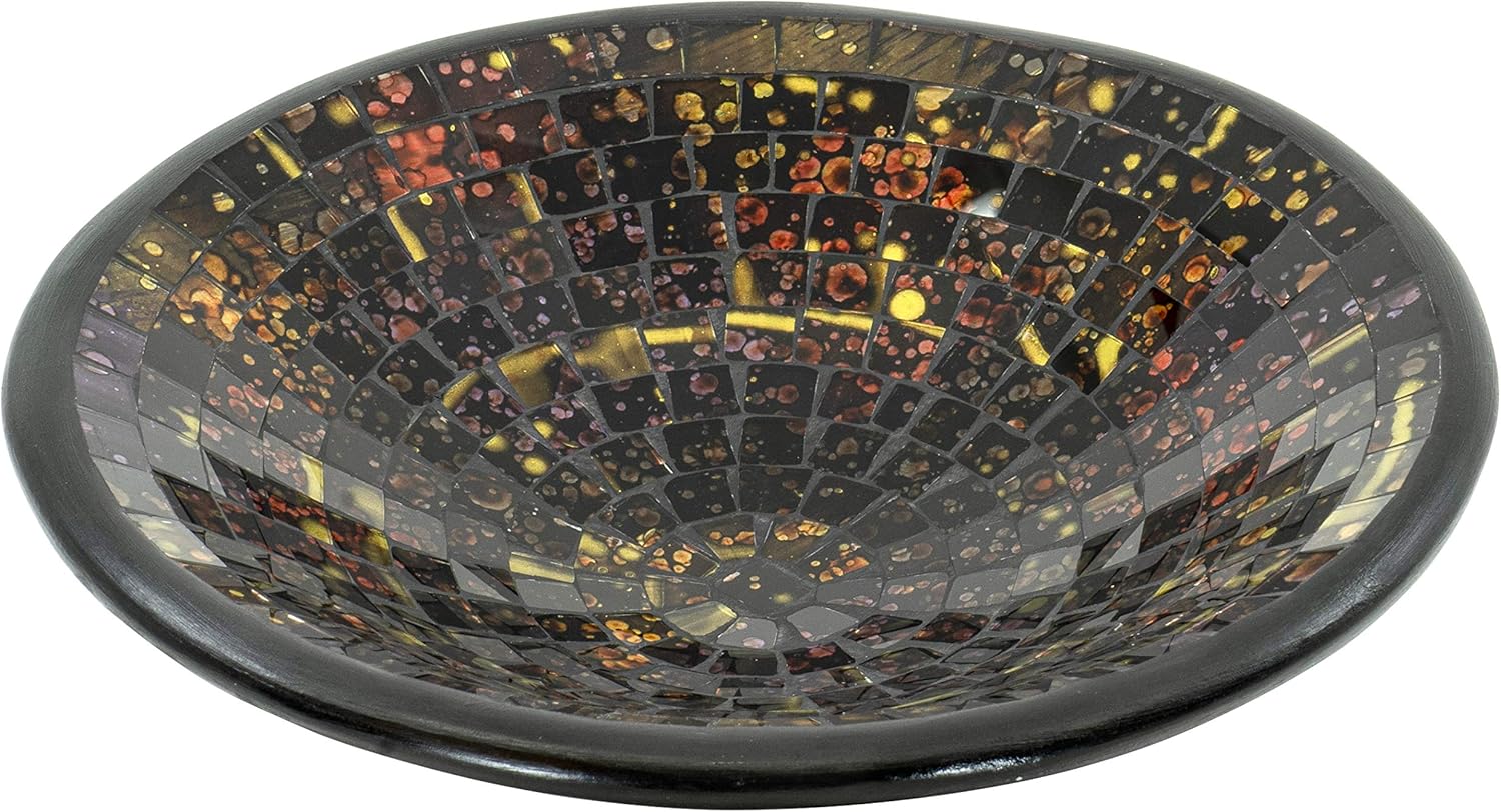Red Co. Glass Mosaic Ceramic Decorative Accent and Centerpiece Bowl - Round 11 inches